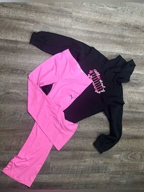 Puma Hot Pink Athletic pants with  Black Puma hoodie